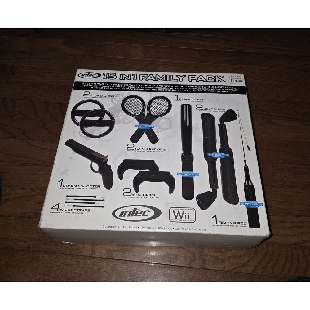 Intec 15 in 1 Family Pack Racing Wheels, Tennis Rackets for Nintendo Wii